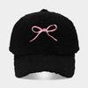 Women'S Autumn And Winter Sheepskin Warm Cap, Fashionable Bow Embroidery Teddy Fur Face-Enhancing Small Baseball Cap