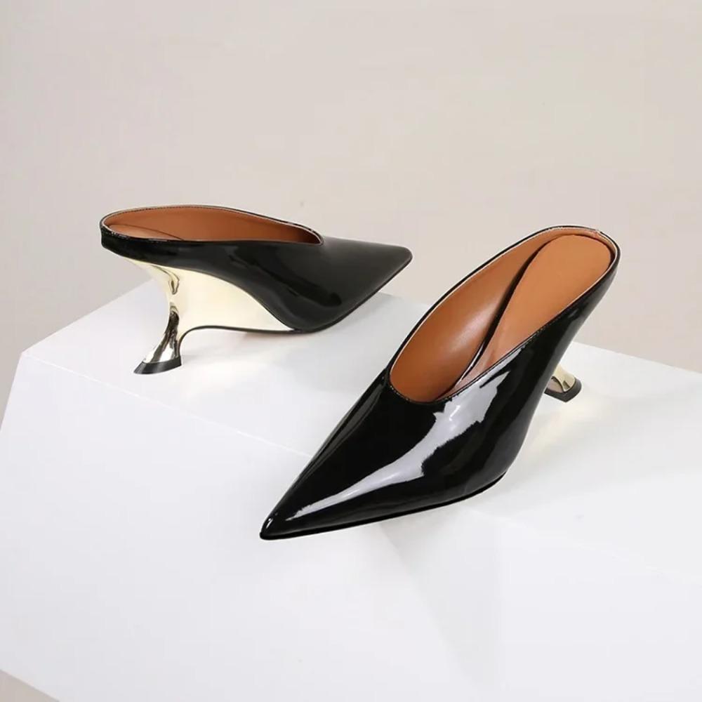 Pesstwei Mode Puntige Toe Wedge Slippers Pumps Lage Hoge Hakken Mules Schoenen Maat:35 42