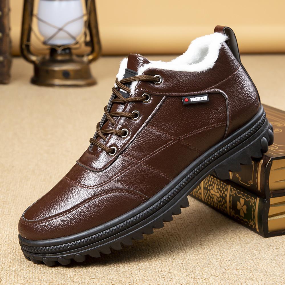 Cotton Shoes Men's Winter Thickened Fluff Warm Thick-soled Non-slip Casual Shoes Comfortable Dad Shoes Versatile Work Snow Boots