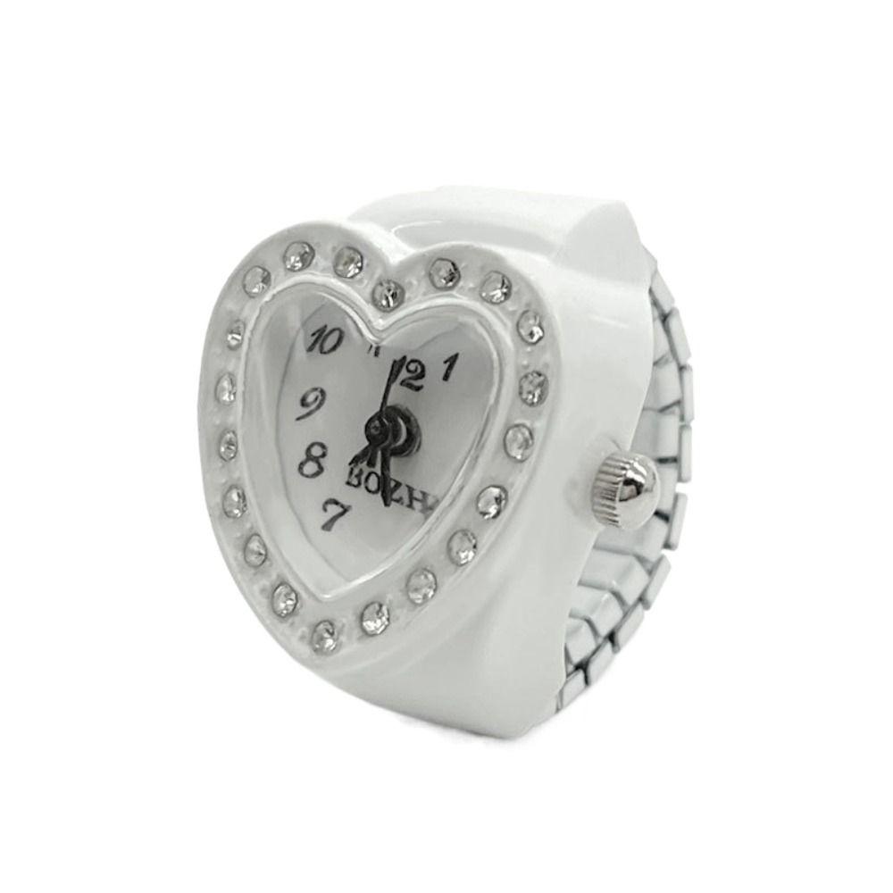 Gift Jewelry Clock Elastic Stretchy Rings Round Quartz Finger Rings Ring Watch Digital Watch