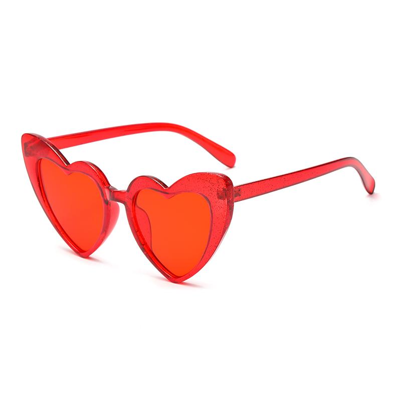 New Heart Shaped Candy Sunglasses Female Punk Cat Eyes Fashion Accessories Large Frame Sparkling Pink Crystal Eyeglasses