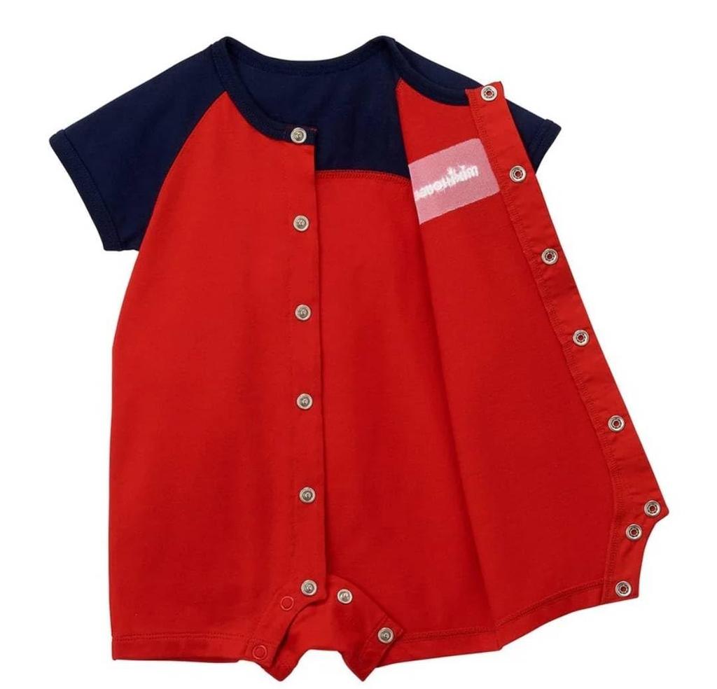 MIKIHOUSE Coverall Rompers Logo Long Sleeves Boys Girls Baby Infant Baby Clothes Clothes 70cm 80cm Back Logo Red Navy Children's (Red, 80)