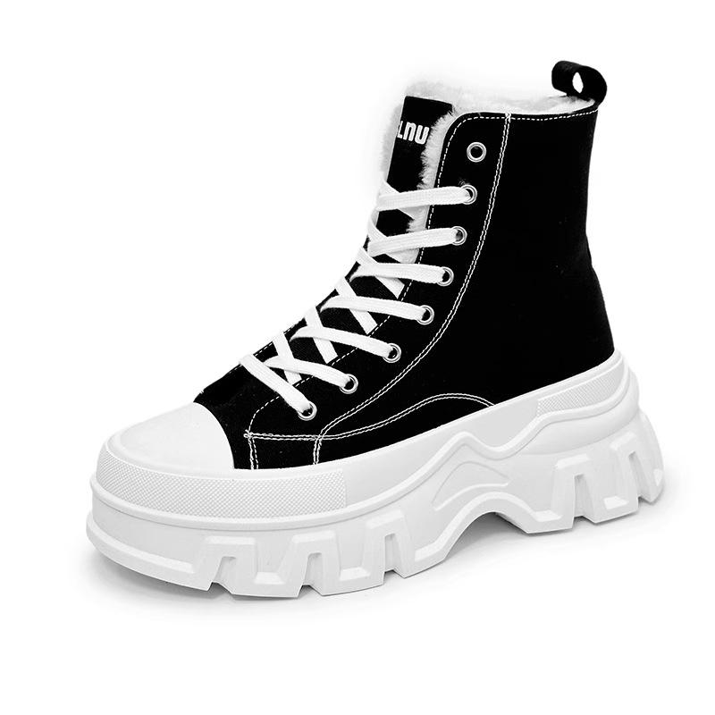 Herren High-Top Fleecegefütterte Winter Canvas Sneaker mit dicker Sohle