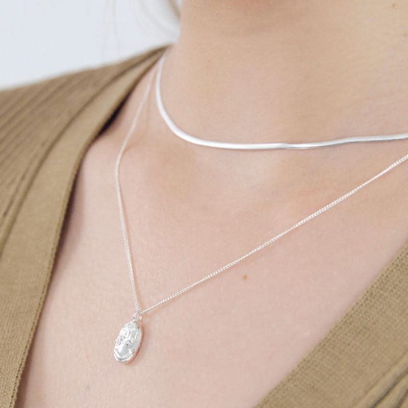 NUOY (925 Silver) Simple Silver Snake Necklace