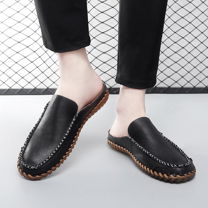 Fashion Summer Slippers Men Luxury Half Loafers Breathable Slip-on Half Slippers Man Outdoor Mules Lightweight Slip-on Comfy Casual Shoe