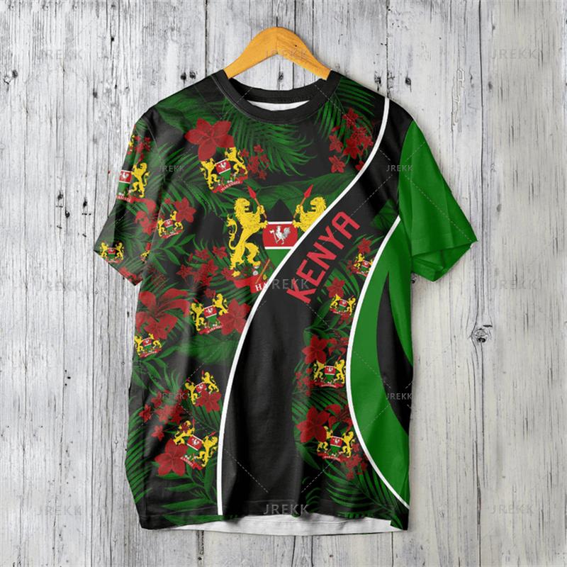3D Printed Kenya National IndependenceDay T Shirt The Republic-of Kenya Emblem Falg Graphic Short Sleeves Vintage Tee Shirts Top