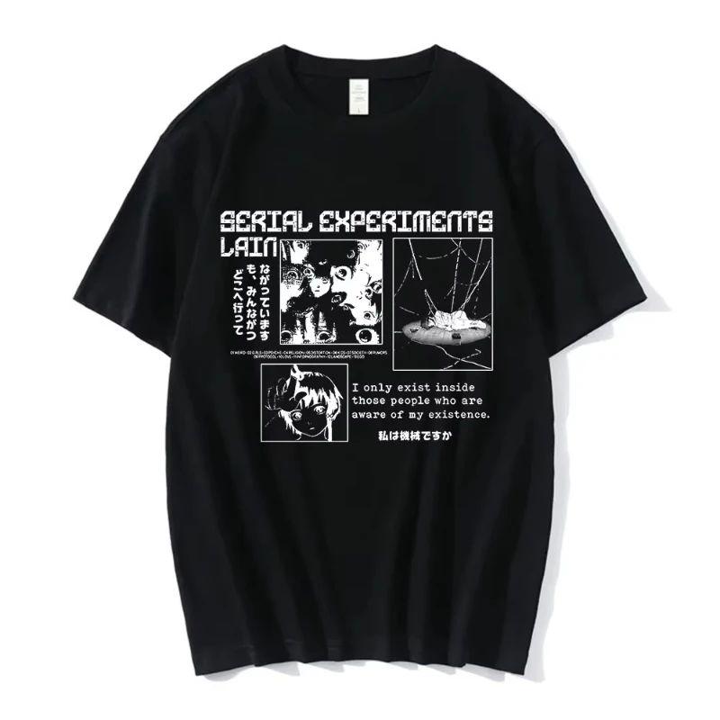 Anime Serial Experiments Lain T-Shirt Men Women Graphic T Shirts Unisex Iwakura Manga Girl Sci Fi Short Sleeve Tee