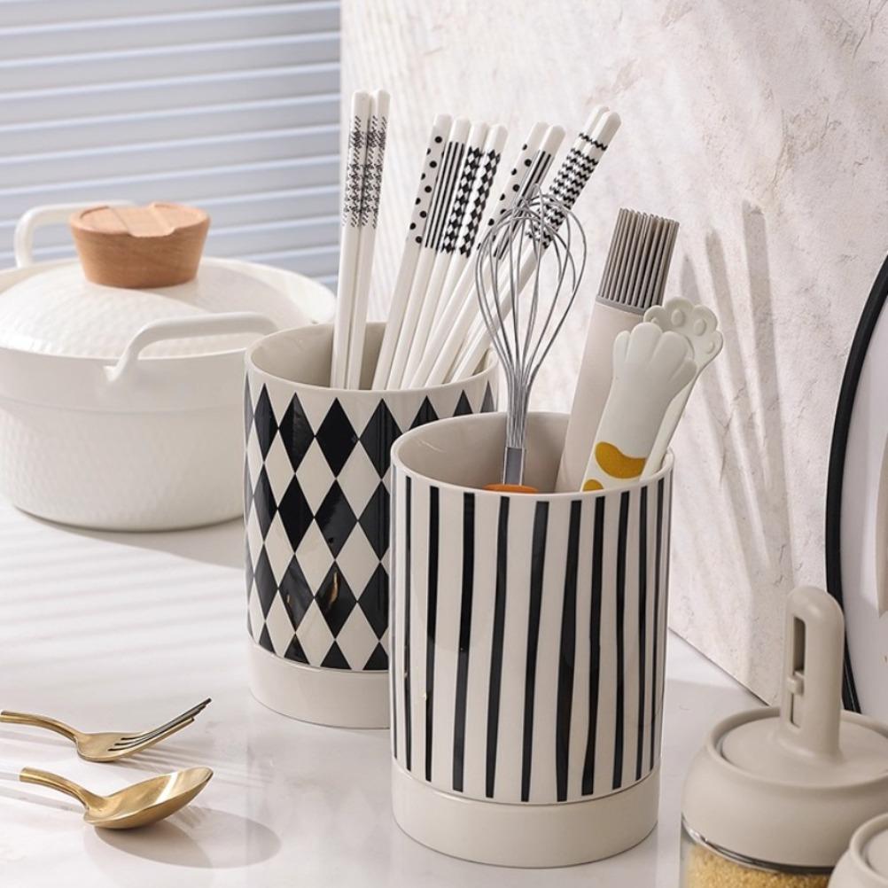 Minimalism Chopstick Cage Ceramic Chopstick Holder Filterable Water Chopstick Bucket Kitchen Organizers Kitchens Accessories