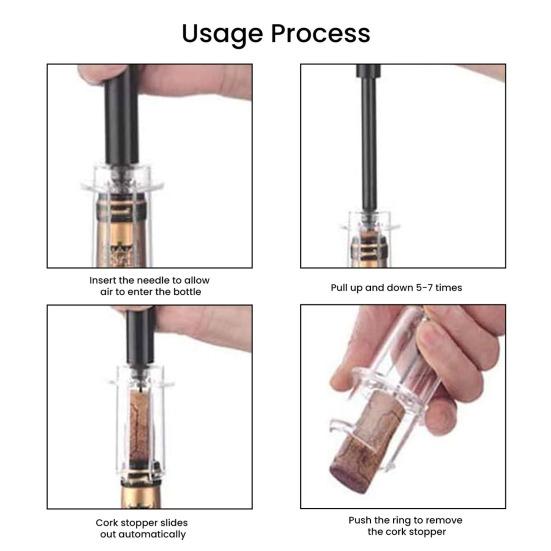 Abridor de Garrafa Pneumático Automático Removedor de Rolha com Cortador de Lacre Bico pourer e Rolha a Vácuo Ferramentas para Degustação de Vinho