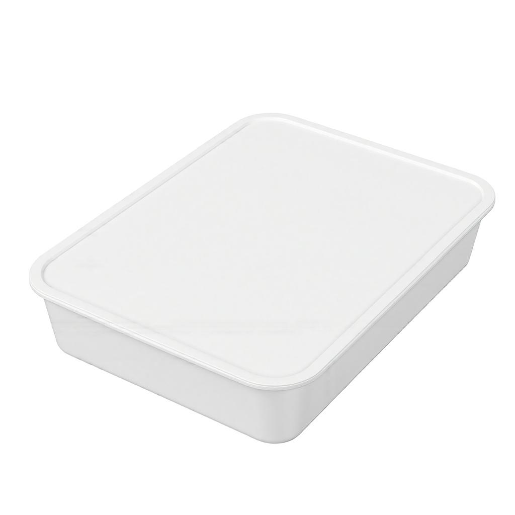 Pizza Dough Proofing Box PP Stackable Pizza Dough Tray Food Storage Container with Lid for Fridge Home Kitchen White