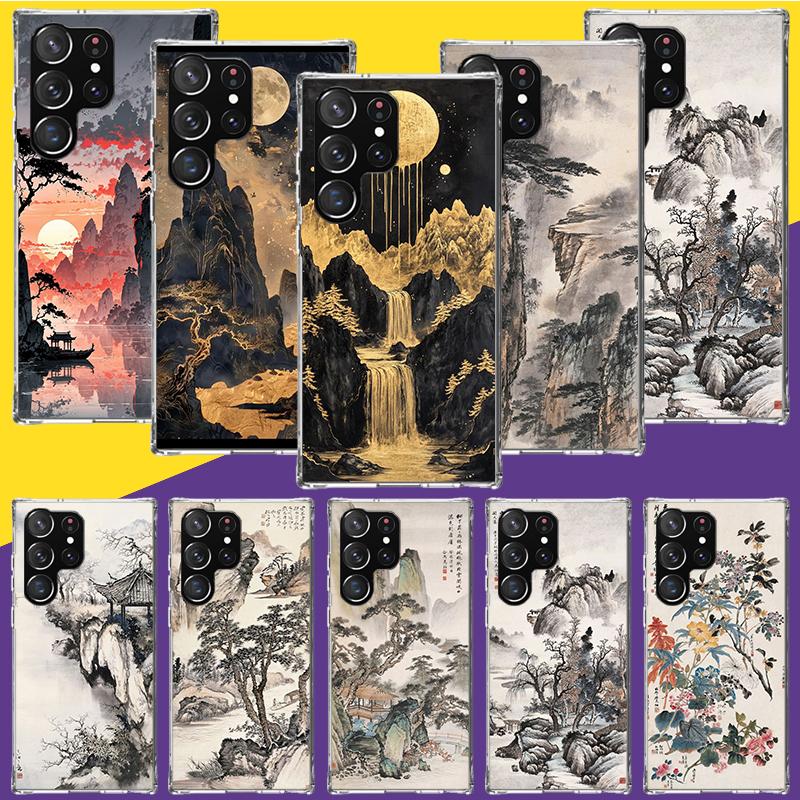 Chinese Style ink Painting Art Phone Case For Samsung Galaxy S26 S25 Edge S24 S23 FE S22 Ultra S21 Plus S20 + Fundas Cover Coque