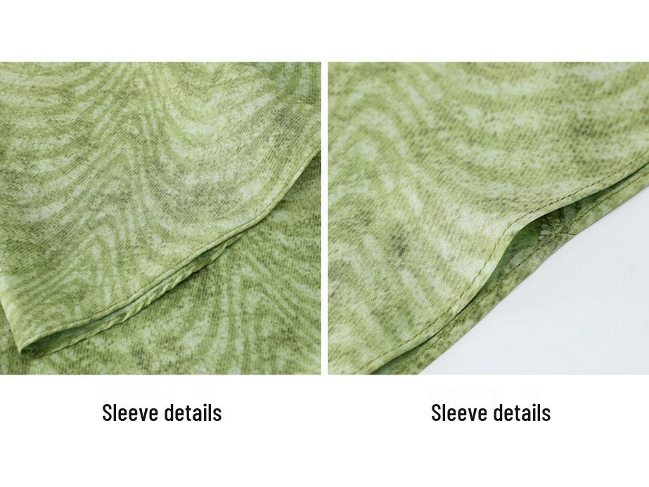 Green Field Slimming French Retro Bodycon Dress - Elegant Ribbed Long Sleeve