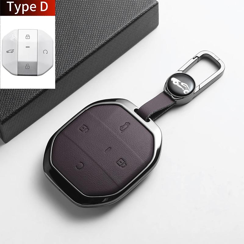 For Jetour Freer Freedom T2 Freer Traveller T1 2025 Leather Metal Car Smart Key Case Cover Fob Car Key Protection Shell Holder