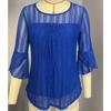 Elegant and Fashionable Round Neck Ruffle Sleeves Sparkling Mesh Top Women's T-shirts