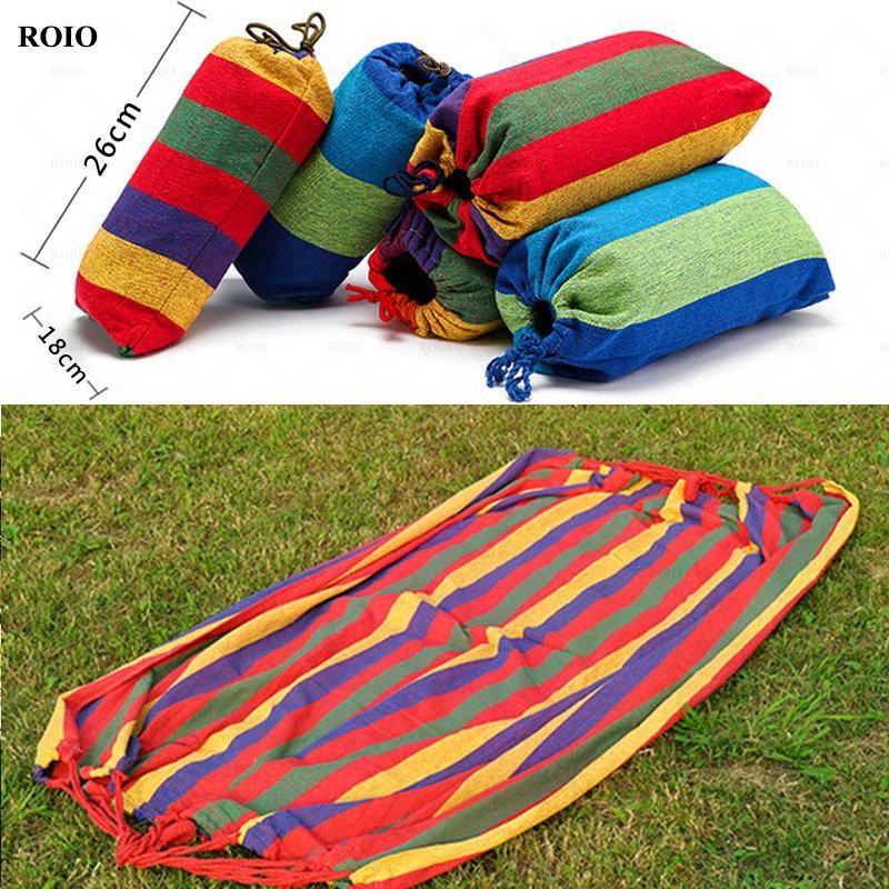 Outdoor Thicken Canvas Hammock Home Garden Leisure 1-2 Person Swing Chair Camping Hunt Rest Stripe Hanging Bed Colorful Hammock