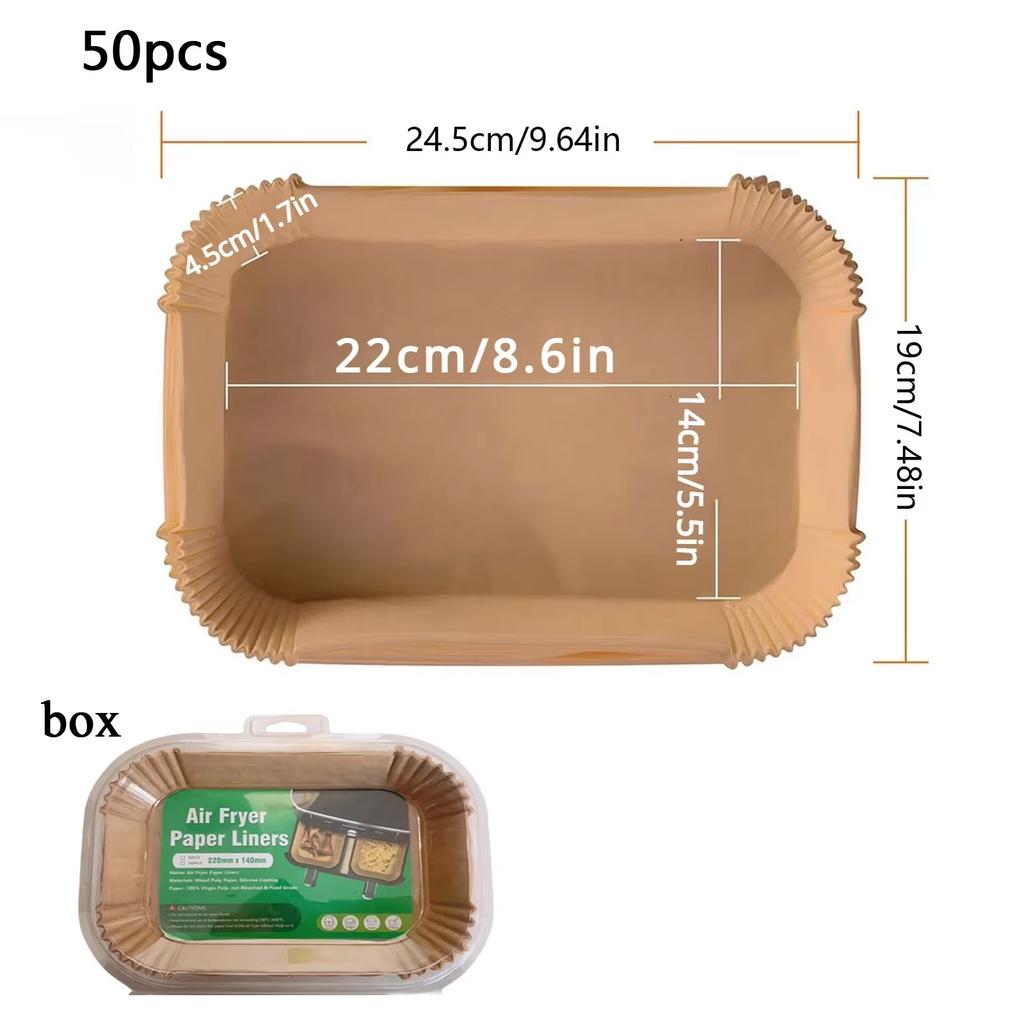 Disposable Paper Baking Pan Air Fryer Lined Nonstick Paper Pan for Oven Microwave Cooking Rectangular Food Storage Container