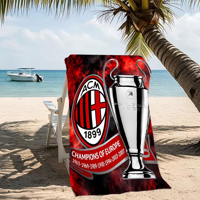 Beach Towel with Associazione Calcio Milan Pattern - soft,absorbent,machine washable Lightweight&Modern,swimming,Travel Essentials