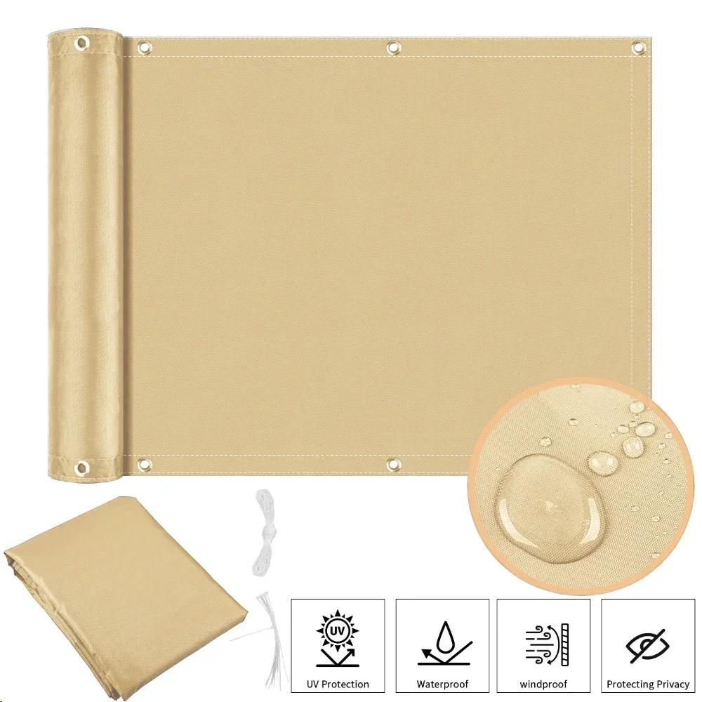 

1PC Balcony Privacy Screen Cover Fence Patio Waterproof Shade Cloth UV Protection Shield Deck Shade Sail Garden Porch Pool Decor 90x200cm хаки