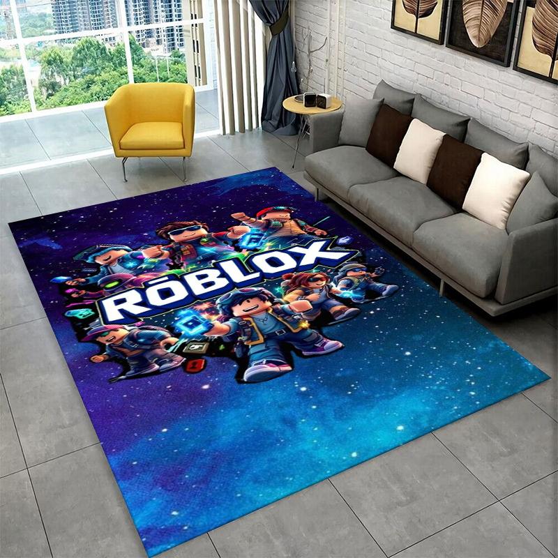 Tappeto Gioco Gamer R-Robloxs a Fumetti per Stanza dei Giochi, Camera da Letto, Soggiorno, Divano, Decorazione Casa, Tappeto per Area Bambini, Tappetino Antiscivolo