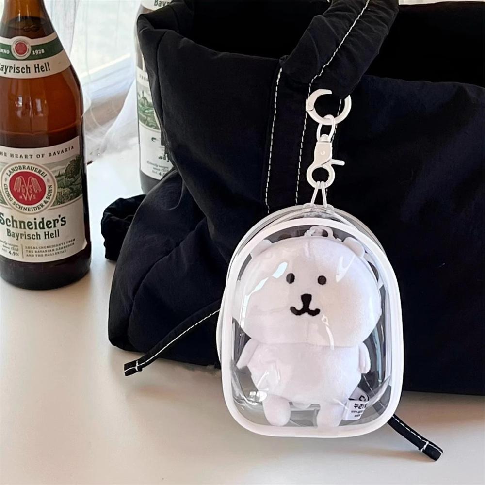 Portable Transparent PVC Mystery Box Keychain Square Zipper Storage Pouch Bag Pendant Anti Dust Waterproof Plush Dolls Toy Bag