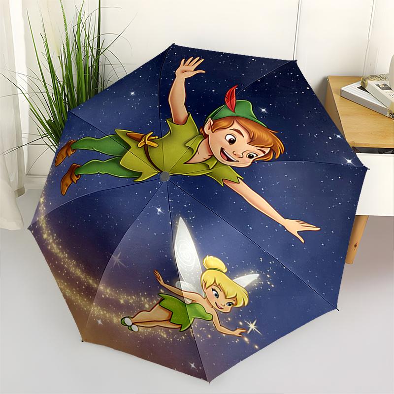 

Disney Peter Pan, Tinkerbell Automatic Open/Close Fashion umbrella - Cute Umbrella with Cute Design, Portable 3-Fold Compact Umbrella for Me