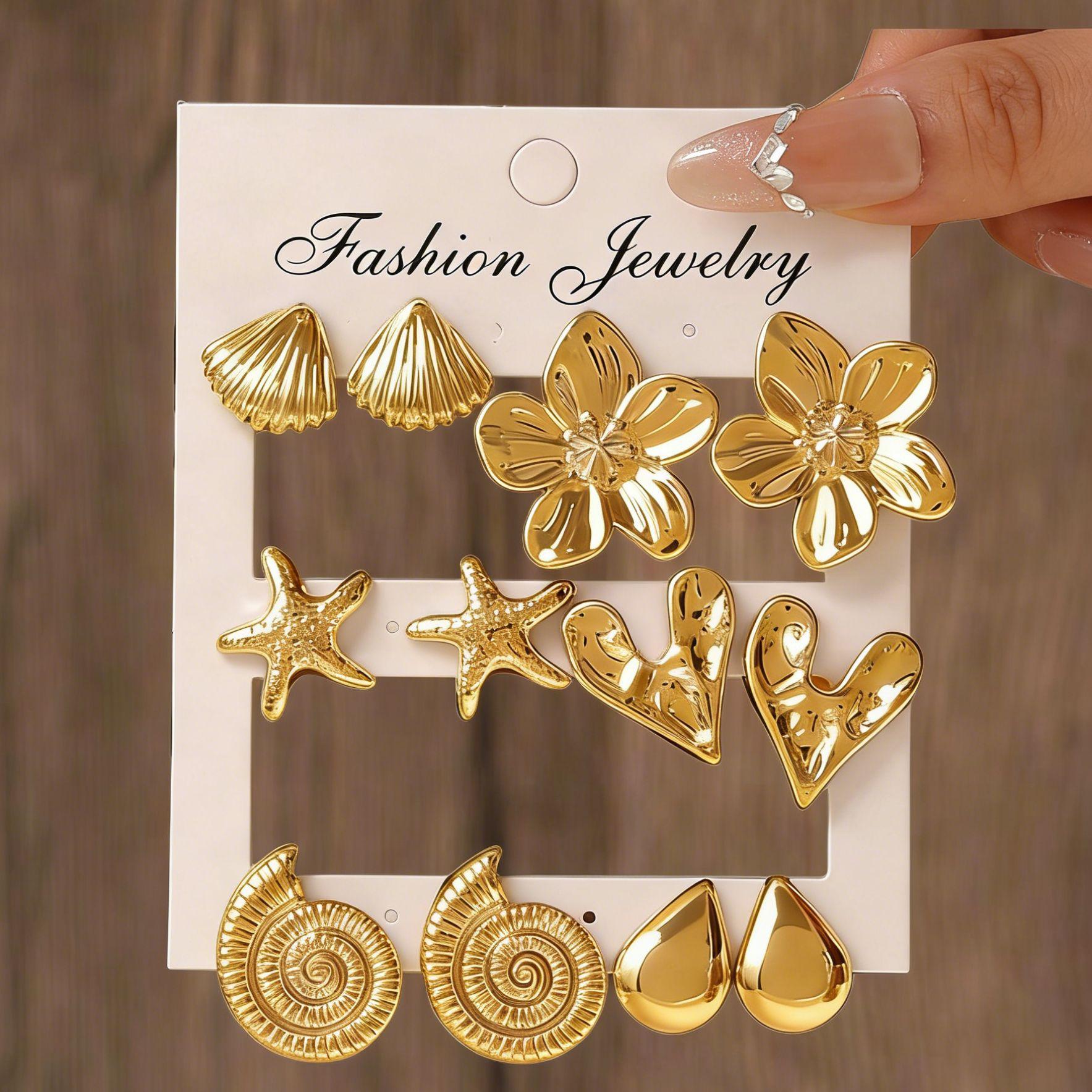 New hot-selling flower love resin stud earrings set women s personalized earrings versatile earrings