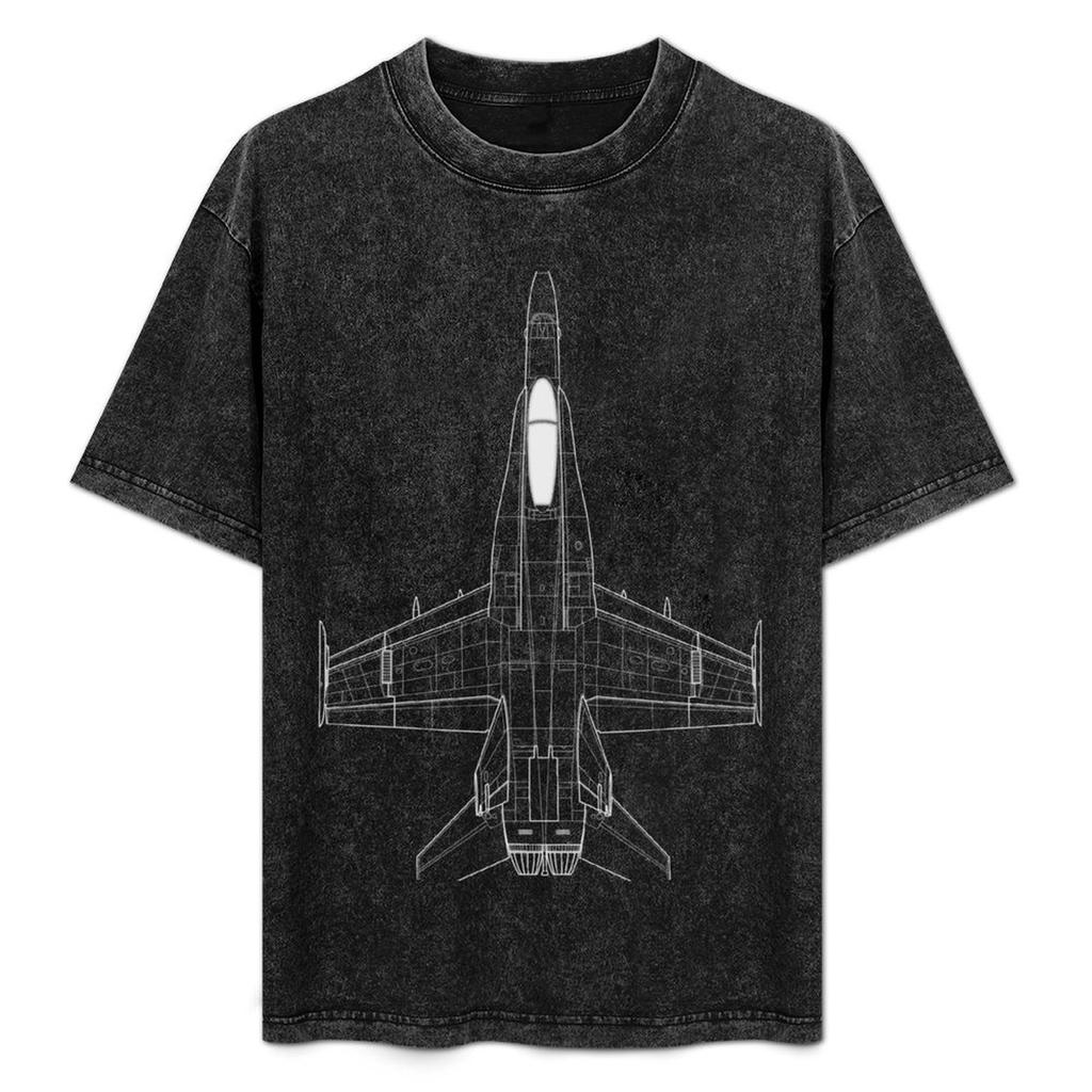 Mcdonnell Douglas F18 Hornet Blueprint Tshirt Casual Soft Cotton Short Sleeve Tee
