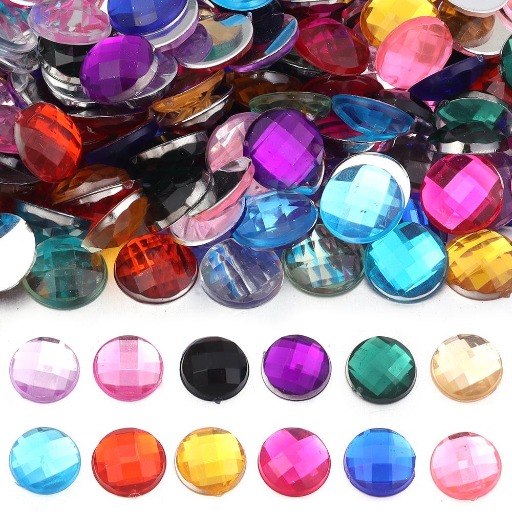 200pcs Round Flatback Acrylic Rhinestones Colorful Cabochon Beads For Jewelry Making DIY Necklace Earrings Hairclip Accessories