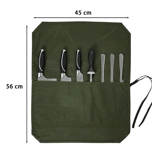 Canvas Knife Case, Holds 7 Knives, Thick, Waterproof, Lightweight, Knife Bag, Storage, Portable, Cloth-Wrapped Knife Storage, Knife Pocket - Camping,