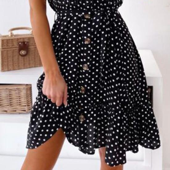 Sommerkleid Ärmellos Hohe Taille Damen V-Ausschnitt Lockeres Kleid für Urlaub