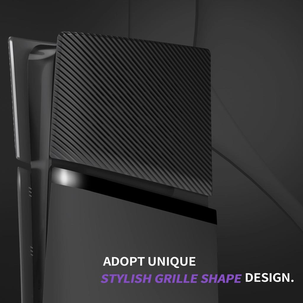 EXtremeRate eXcover ersättningsset för yttre skal till PS5 Slim Digital Edition (Topp- och bottenskydd + ventilerade sidopaneler och bakplatta) [Svart]