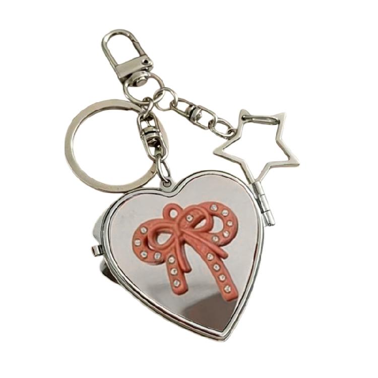 Lovely Butterfly Heart Mirror Keychain Perfect For Keys Bags And Earphones Trendy Phone Ornament for Women