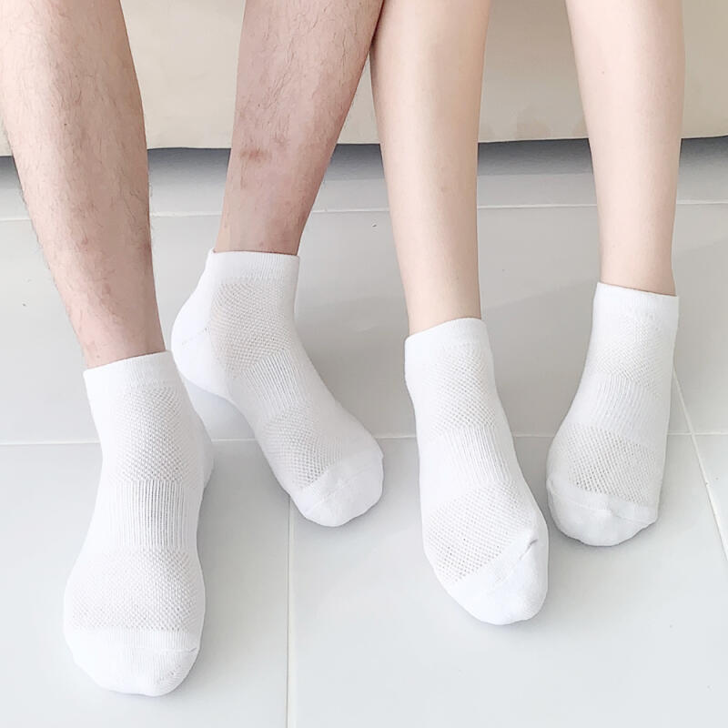 [5-Pair Set] Men's and Women's Double Cushion Mesh Sneaker Socks