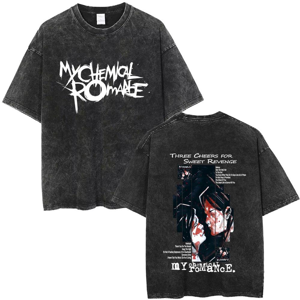 Washed Vintage My Chemical Romance Three Cheers for Sweet Revenge Album Graphic T Shirts Men Women Retro Punk Emo Rock Tshirts