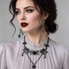 Rhinestone Halloween Spider Necklace Ornate Earring Necklace Set New Gothic Jewelry Set  Party-Wear