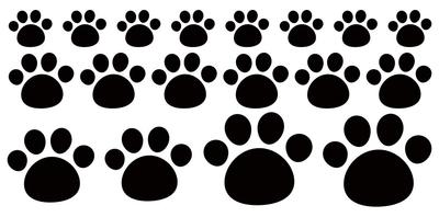 Dekal Skärning Tass Hund Katt Djur Tassavtryck 1 (3.5 x 7.7 tum (90 x 195 mm) Svart