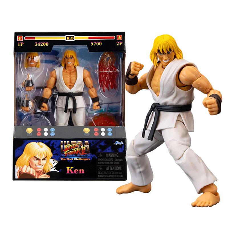 Toys Street Fighter Ken Action Figures (Player 2 White Variant) - Premium Articulated Collector Figure JD36098