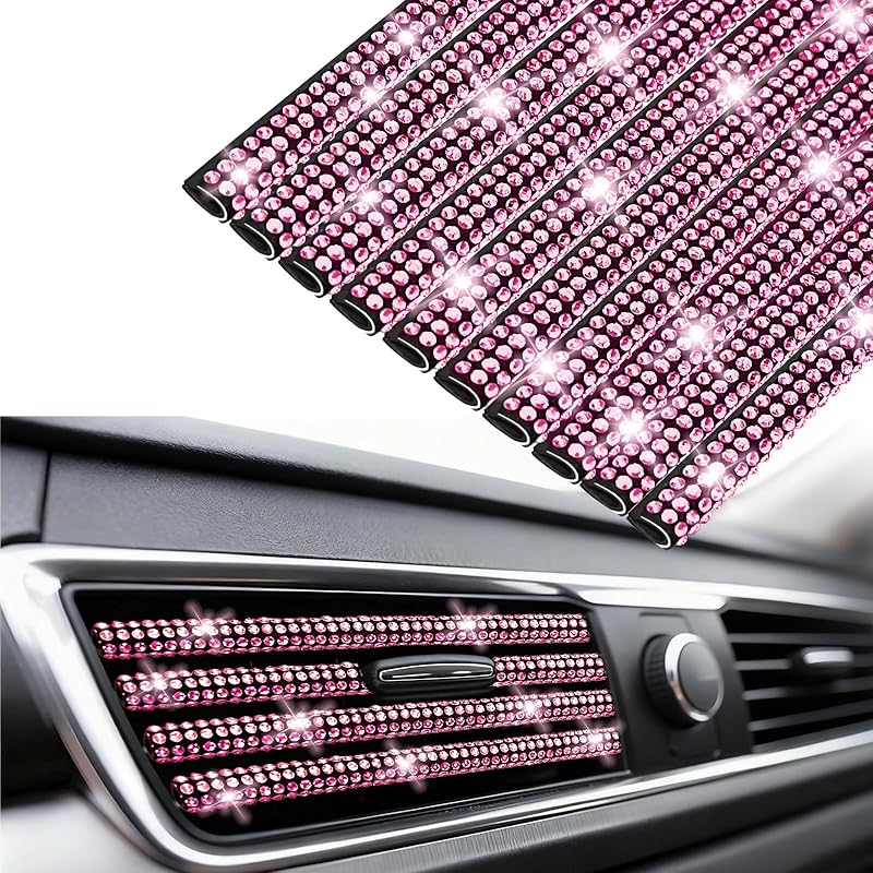 NBTEPEM Bling Car Air Conditioner Decoration Strip for Vent Outlet, 10 PCS Universal Rhinestone Car Vent Outlet Trim Decorations, Bling Interior