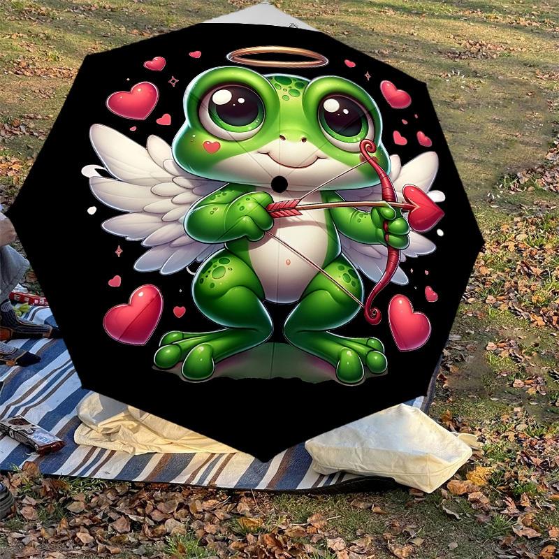 1pc frog cupid Automatic Open/Close Umbrella with Windproof, 8-Rib Sturdy Canopy, Durable Ribs, Fashionable Design1196A