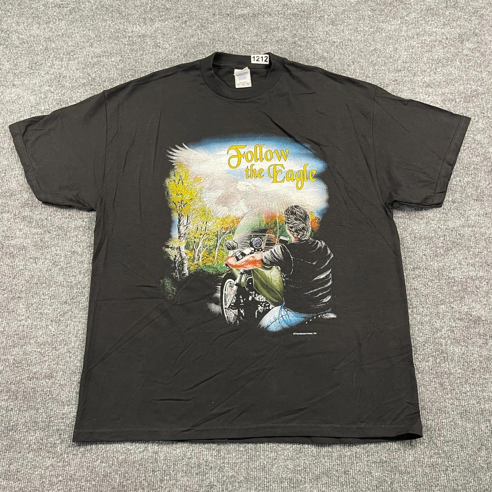 

NWOT Vintage Y2K Follow-The-Eagle Motorcyle Biker Shirt XL 23x30 Black 3XL