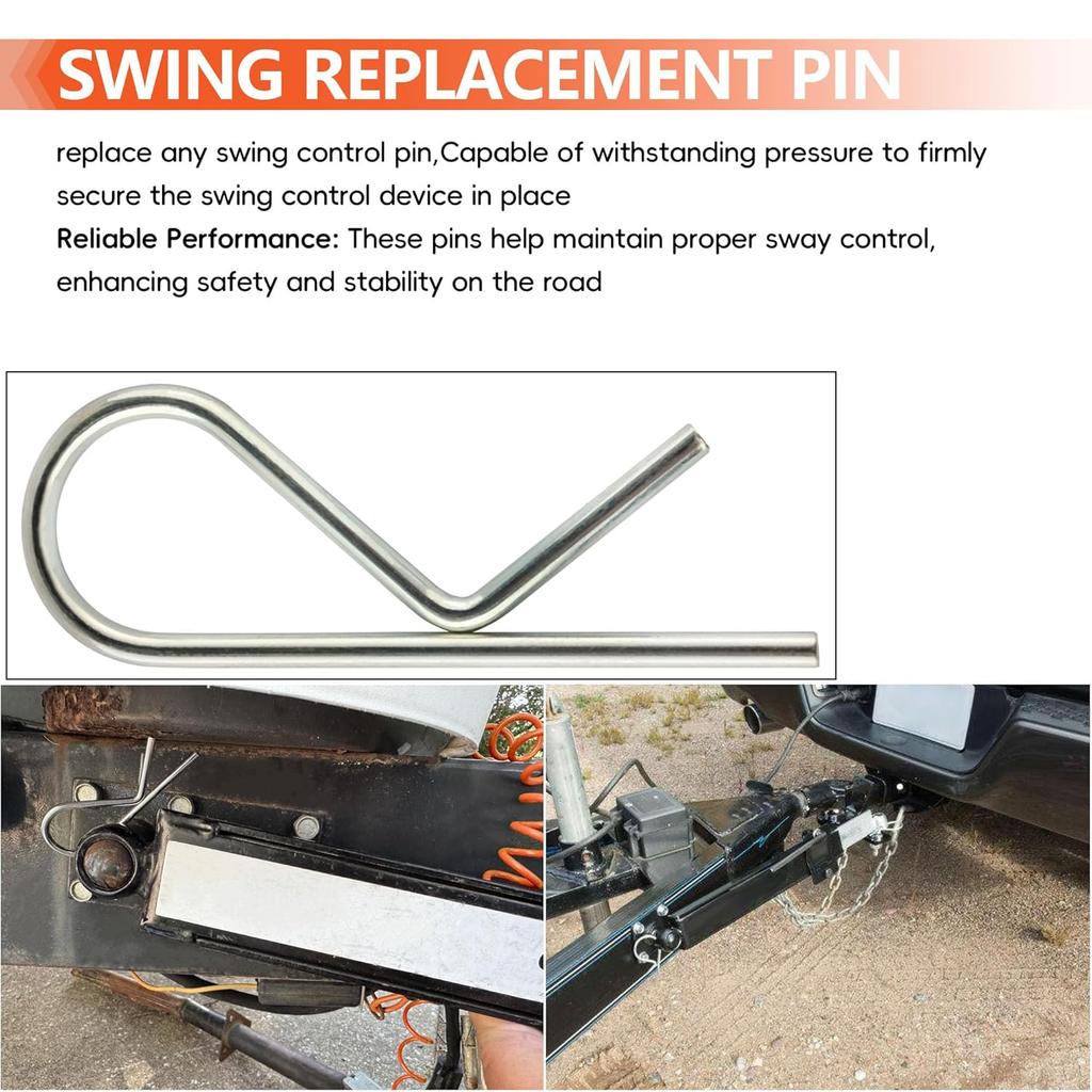 01004 Sway Control Replacement Pin, Hitch P Clip R Clips, Fits Camping Trailer RV Caravan Tractors Mower Clips (4 Pack)