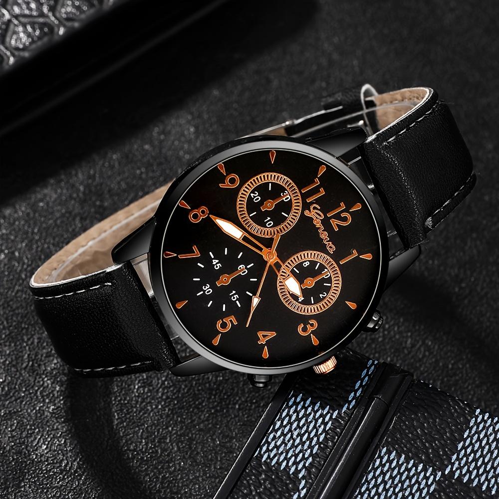 Casual Style Men's Watch Set of 4 - Quartz Movement, Round Dial, Non-Waterproof, Zinc Alloy Case, PU Leather Strap, Versatile Fashion Accessory