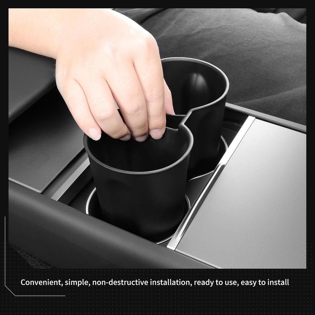 LUCKEASY Center Console Water Cup Holder for 2026 2025 Tesla Model Y Juniper New TPE Car Interior Organizer Center Console Water Drink Limiter Holder