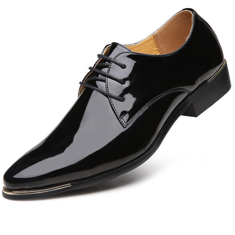 Retro Britse Heren Business Casual Lakleren Veterschoenen, Grote Maat 48