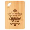 Cutting Board - PLANETEE - Eugénie Cuisine - Bamboo 30x20x1 Cm - Rounded Edges - Hanging Hole 24 Mm