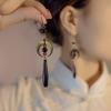 New Chinese Lotus Water Drop Pendent Long Delicate Tassel Dangle National Luxury Earring for Women Jewelry Gift