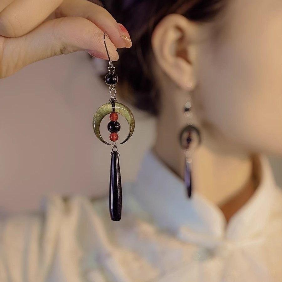 New Chinese Lotus Water Drop Pendent Long Delicate Tassel Dangle National Luxury Earring for Women Jewelry Gift