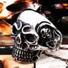 Beier new store 316L Stainless Steel ring top quality Big Tripple Skull Ring Punk Biker jewelry