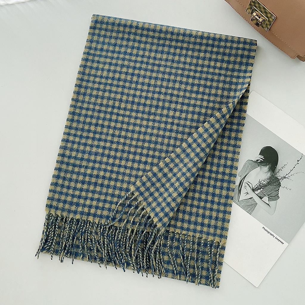 100% Pure Wool Scarf Female Winter Warm Cashmere Shawl Checkerboard Couple Accessory Outdoor Wrap Windproof Scarf
