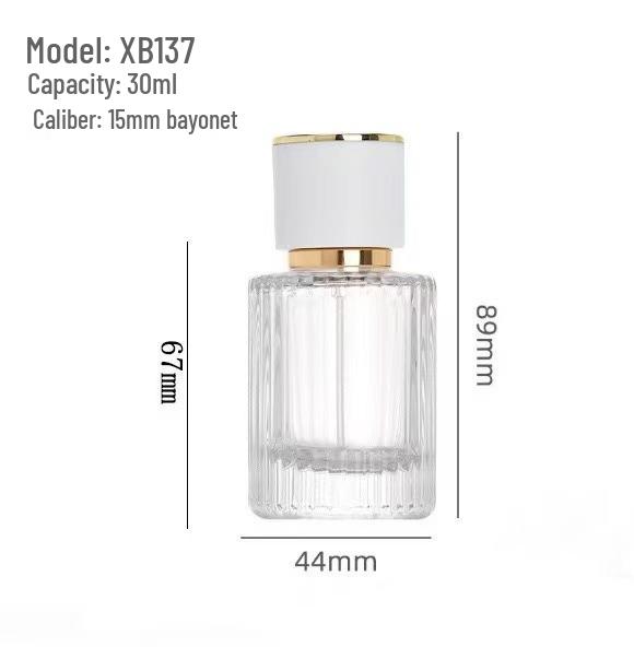 30ml Transparent Glass Perfume Decanter with Pump-Action and Vertical Stripe Design